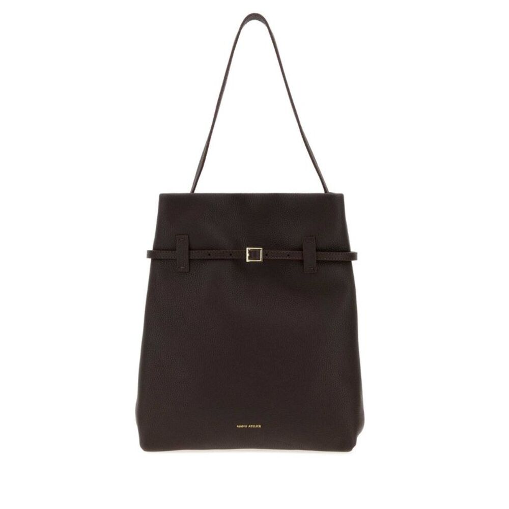 Manu Atelier Women Dark Brown Leather Tote Du Jour Shoulder Bag